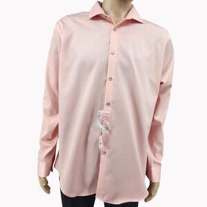 Calvin Klein Men’s 17.5 34/35 Pink Non-Iron Slim Fit Dress Shirt Stretch Collar